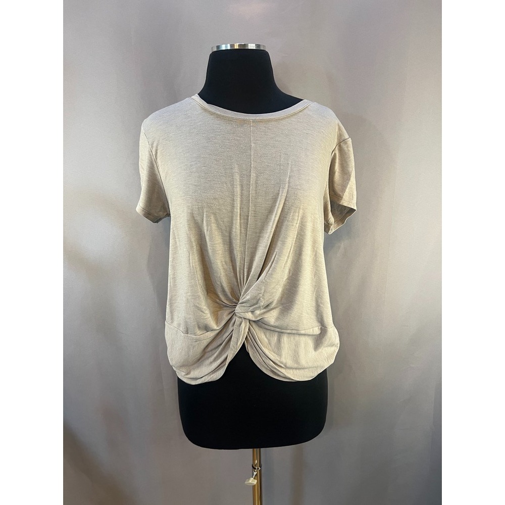 C9 by Champion Twist Knot Tee Womens M Beige Athleisure Minimalist Clean Girl